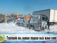 Жол апатына ұшыраған көлік жанып кетті